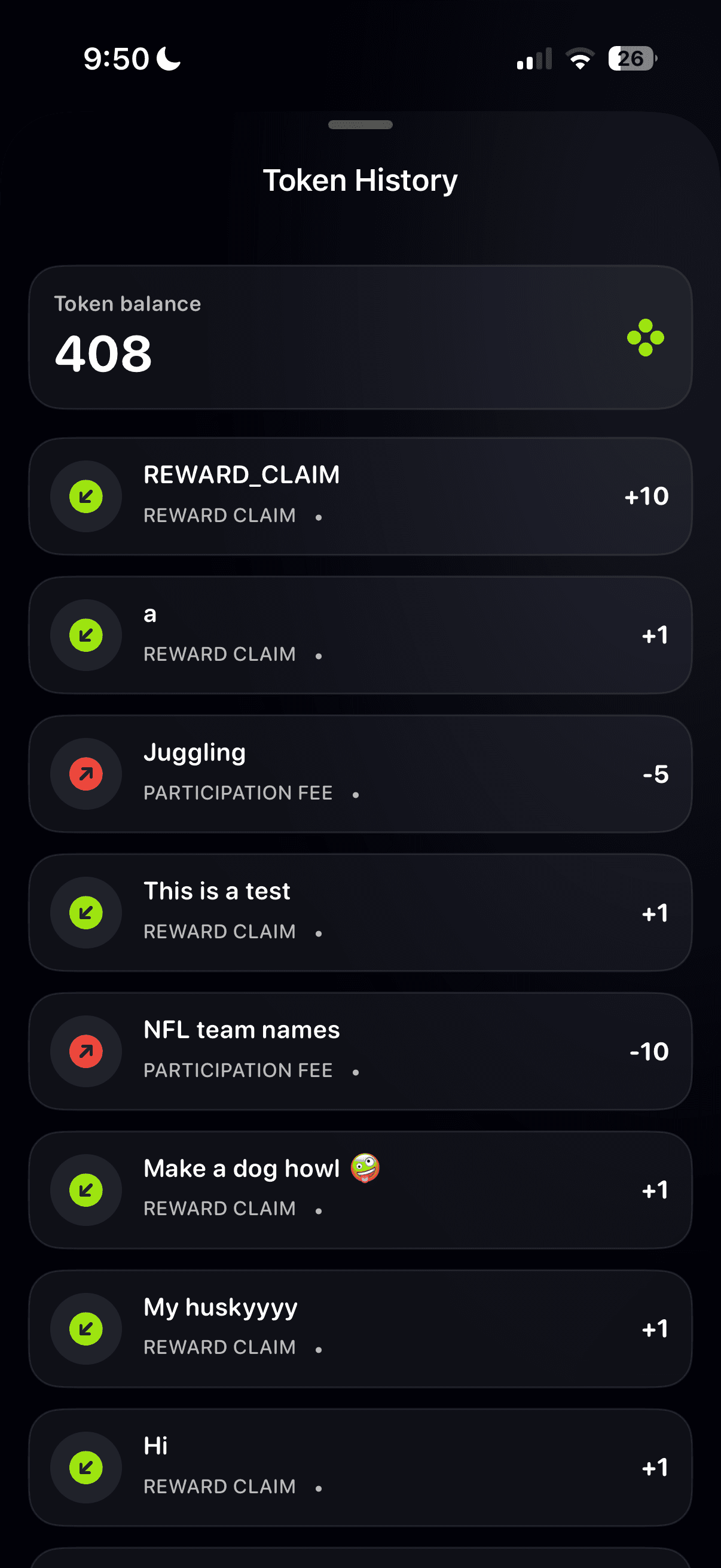 Feed app screen