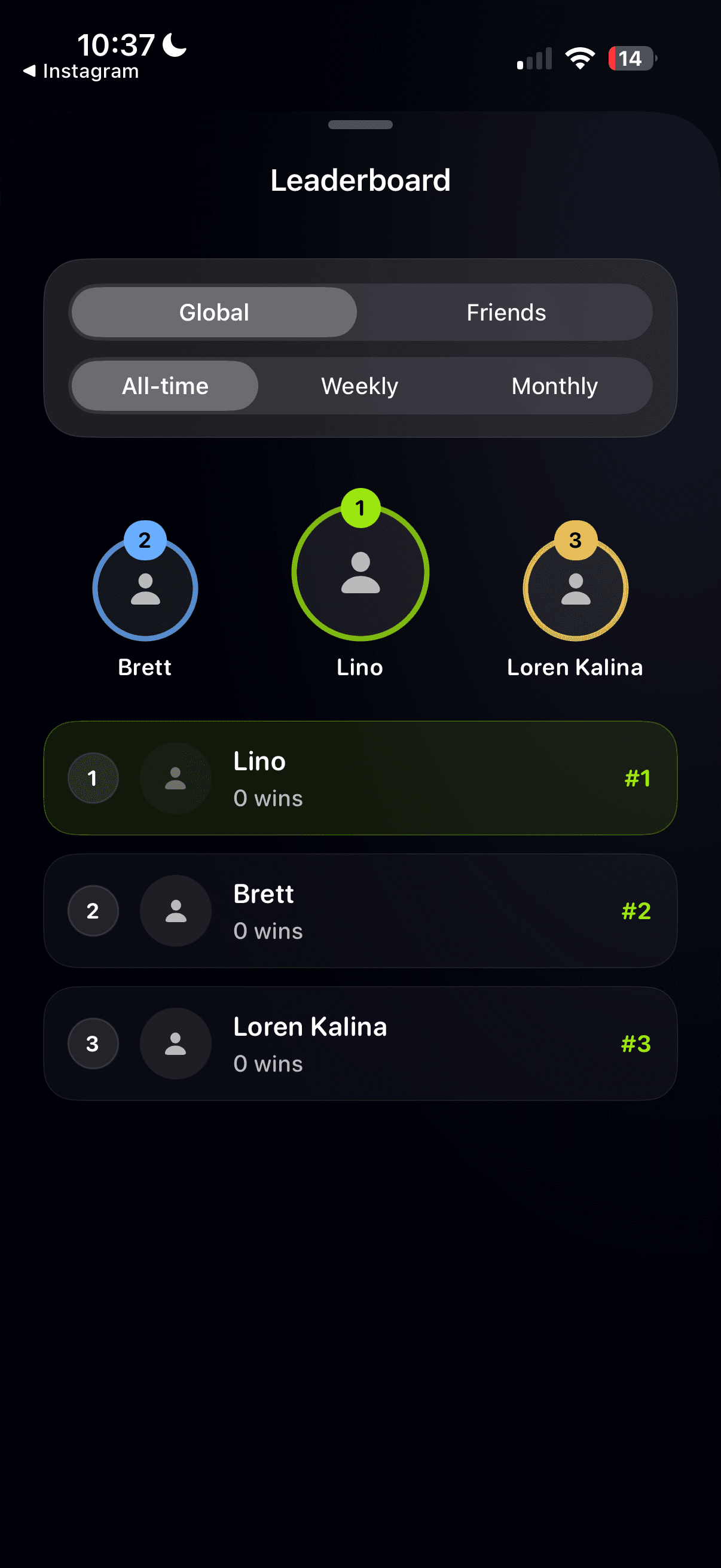 Result app screen