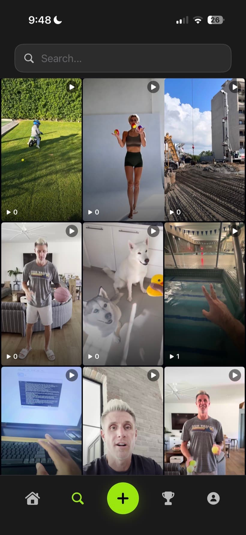 Gloop feed: a grid of challenge attempts from across the network